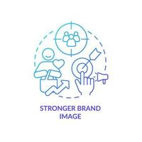 Stronger brand image blue gradient concept icon. Build credibility. Market segmentation benefit abstract idea thin line illustration. Isolated outline drawing vector