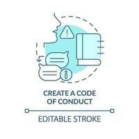 Create code of conduct turquoise concept icon. Maintain customer service policy abstract idea thin line illustration. Isolated outline drawing. Editable stroke vector