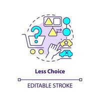 Less choice concept icon. Drawback of mergers abstract idea thin line illustration. Fewer options. Low affordability. Isolated outline drawing. Editable stroke vector