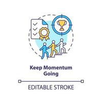 Keep momentum going concept icon. Stage of successful merger abstract idea thin line illustration. Setting clear targets. Isolated outline drawing. Editable stroke vector