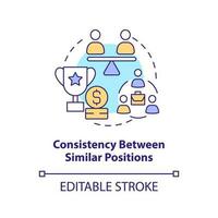 Consistency between similar positions concept icon. Managing business merger abstract idea thin line illustration. Isolated outline drawing. Editable stroke vector