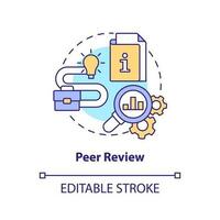 Peer review concept icon. Successfully managing merger abstract idea thin line illustration. Auditing engagements. Isolated outline drawing. Editable stroke vector