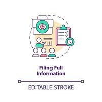 Filling full information concept icon. Preventing mass exodus during mergers abstract idea thin line illustration. Isolated outline drawing. Editable stroke vector