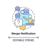 Merger notification concept icon. Managing through acquisition abstract idea thin line illustration. Preparing employees. Isolated outline drawing. Editable stroke vector