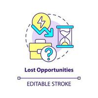 Lost opportunities concept icon. Drawback of mergers abstract idea thin line illustration. Job loss. Low efficiency. Isolated outline drawing. Editable stroke vector