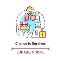 Chance to survives concept icon. Benefit of mergers abstract idea thin line illustration. Small businesses adaptation. Isolated outline drawing. Editable stroke vector