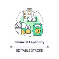 Financial capabilities concept icon. Merging teams abstract idea thin line illustration. Combining business operations. Isolated outline drawing. Editable stroke vector