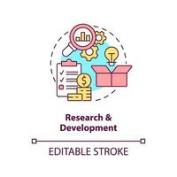 Research and development concept icon. Benefit of mergers abstract idea thin line illustration. Patent grants. Isolated outline drawing. Editable stroke vector