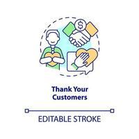 Thank your customers concept icon. Show appreciation. Tactic for raising prices abstract idea thin line illustration. Isolated outline drawing. Editable stroke vector