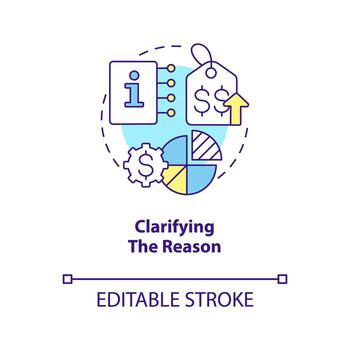 Clarifying reason concept icon. Increased costs. Communicate price increase guideline abstract idea thin line illustration. Isolated outline drawing. Editable stroke vector