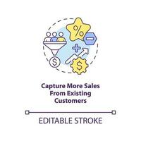 Capture more sales from existing customers concept icon. Strategy for raising prices abstract idea thin line illustration. Isolated outline drawing. Editable stroke vector