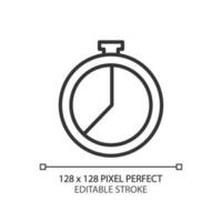 Countdown timer pixel perfect linear icon. Keep tracking time. Stopwatch tool. Timing during cooking. Thin line illustration. Contour symbol. Vector outline drawing. Editable stroke