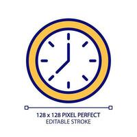 Clock face pixel perfect RGB color icon. Displaying time. Showing hours and minutes. Timekeeping tool. Isolated vector illustration. Simple filled line drawing. Editable stroke