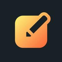 Edit orange solid gradient ui icon for dark theme. Application tool. Online editor. Make changes. Filled pixel perfect symbol on black space. Modern glyph pictogram for web. Isolated vector image