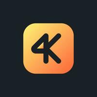 4K resolution orange solid gradient ui icon for dark theme. Choose high quality. Video format. Filled pixel perfect symbol on black space. Modern glyph pictogram for web. Isolated vector image