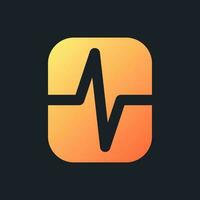 Heartbeat animation effect orange solid gradient ui icon for dark theme. Video editing feature. Filled pixel perfect symbol on black space. Modern glyph pictogram for web. Isolated vector image