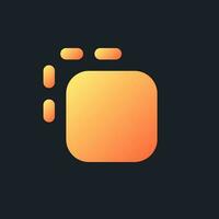 Dissolve orange solid gradient ui icon for dark theme. Editing transition. Post-production process. Filled pixel perfect symbol on black space. Modern glyph pictogram for web. Isolated vector image