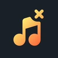 Remove audio track orange solid gradient ui icon for dark theme. Delete song from footage. Filled pixel perfect symbol on black space. Modern glyph pictogram for web. Isolated vector image