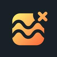 Remove float effect orange solid gradient ui icon for dark theme. Cancel footage change. Filled pixel perfect symbol on black space. Modern glyph pictogram for web. Isolated vector image