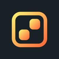 Pixelated transition effect orange solid gradient ui icon for dark theme. Filmmaking technology. Filled pixel perfect symbol on black space. Modern glyph pictogram for web. Isolated vector image