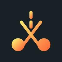 Trim orange solid gradient ui icon for dark theme. Video cutter software. Online crop tool. Filled pixel perfect symbol on black space. Modern glyph pictogram for web. Isolated vector image