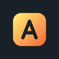Font style orange solid gradient ui icon for dark theme. Title template tool. Adding text to video. Filled pixel perfect symbol on black space. Modern glyph pictogram for web. Isolated vector image