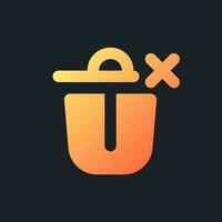 Canceled removal orange solid gradient ui icon for dark theme. Trash basket. Deleting mistake. Filled pixel perfect symbol on black space. Modern glyph pictogram for web. Isolated vector image