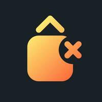 Remove jump animation effect orange solid gradient ui icon for dark theme. Delete vertical movement. Filled pixel perfect symbol on black space. Modern glyph pictogram for web. Isolated vector image