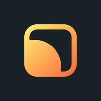 Color saturation orange solid gradient ui icon for dark theme. Adjust brightness level in footage. Filled pixel perfect symbol on black space. Modern glyph pictogram for web. Isolated vector image