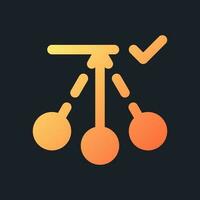 Pendulum movement applying orange solid gradient ui icon for dark theme. Added swinging motion. Filled pixel perfect symbol on black space. Modern glyph pictogram for web. Isolated vector image