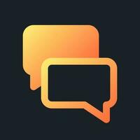 Messenger orange solid gradient ui icon for dark theme. Share information. Send file. Chat bubbles. Filled pixel perfect symbol on black space. Modern glyph pictogram for web. Isolated vector image