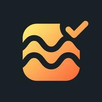 Float effect applying orange solid gradient ui icon for dark theme. Video transition. Camera movement. Filled pixel perfect symbol on black space. Modern glyph pictogram for web. Isolated vector image