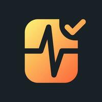 Heartbeat animation effect applying orange solid gradient ui icon for dark theme. Video software. Filled pixel perfect symbol on black space. Modern glyph pictogram for web. Isolated vector image