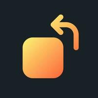 Rotate orange solid gradient ui icon for dark theme. Video manipulation software. Content editing. Filled pixel perfect symbol on black space. Modern glyph pictogram for web. Isolated vector image