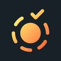 Apply breathe animation effect orange solid gradient ui icon for dark theme. Visual content. Filled pixel perfect symbol on black space. Modern glyph pictogram for web. Isolated vector image