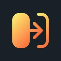 Transition orange solid gradient ui icon for dark theme. Connect shots in video footage. Filled pixel perfect symbol on black space. Modern glyph pictogram for web. Isolated vector image