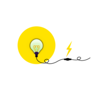 luz lâmpada brilho Porque elas receber elétrico energia, brilhando amarelo luz lâmpada, debate conceito com uma luz lâmpada, fundo criativo ideia, transparente fundo png