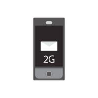 The concept of wireless communication, phone with text 2G. 2 G high speed communication technology concept, Mobile communication, transparent background PNG