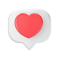 3D social media notification love like heart icon png