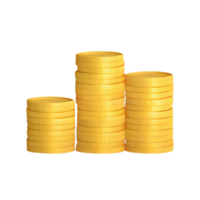 3D Stack of golden coins png