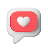 3d social médias notification l'amour comme cœur icône png