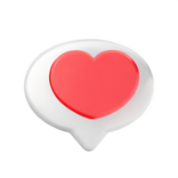 3D social media notification love like heart icon png