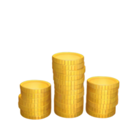 3D Stack of golden coins png