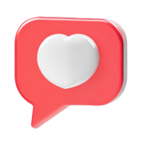 3D social media notification love like heart icon png