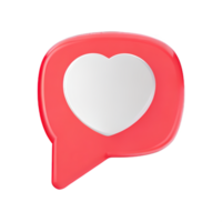 3D social media notification love like heart icon png