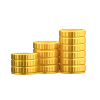 3D Stack of golden coins png