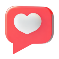 3D social media notification love like heart icon png