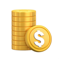 3D Stack of golden coins png