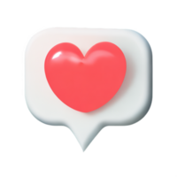 3d social médias notification l'amour comme cœur icône png