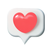 3D social media notification love like heart icon png